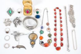 A collection of jewellery to include: Three silver 925 bracelets; Three silver 925 brooches;