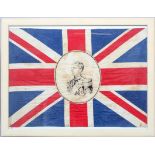 A Coronation flag for King Edward VIII, in glazed frame,