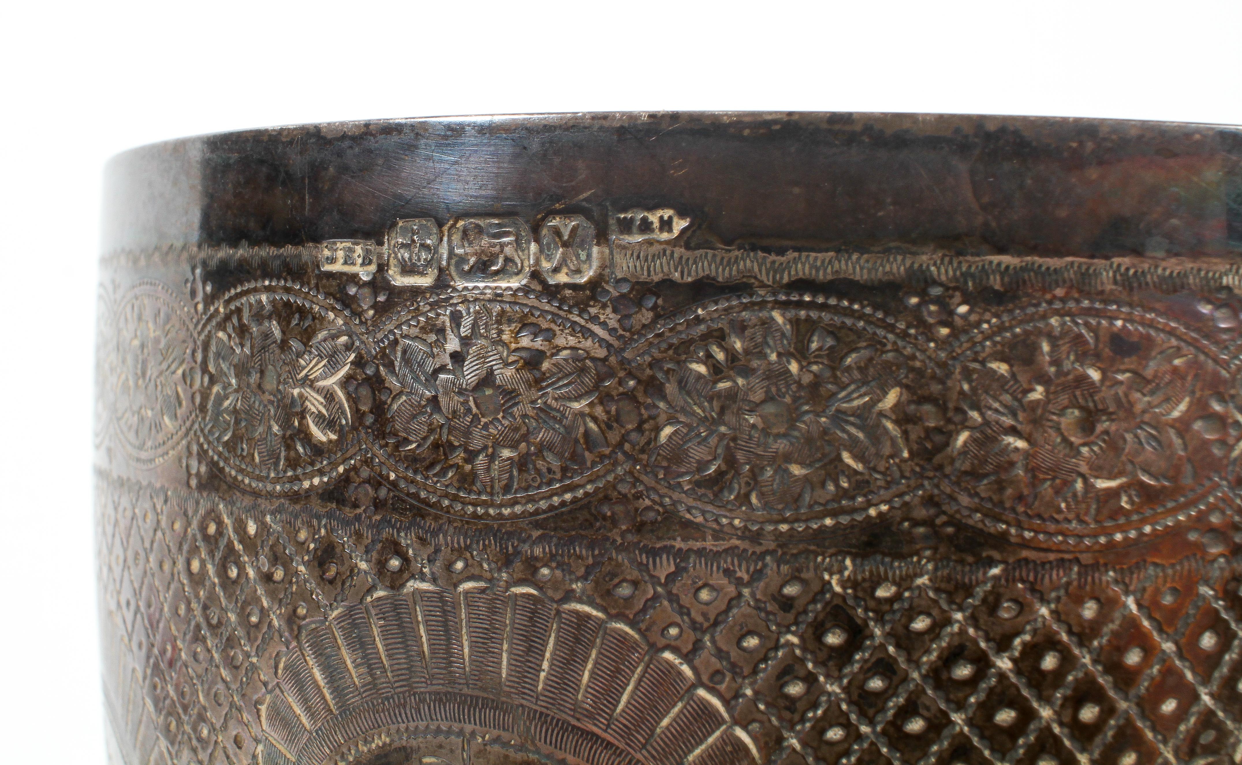 A large silver Chalice style trophy, engraved with panels of foliate strapwork to the bowl, - Image 2 of 2