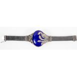 A white metal Middle Eastern style panel bracelet,