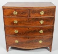 A Regency early 19th century mahogany bow fronted chest of drawers,