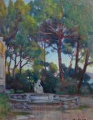 Giorgio Matteo Aicardi (1891-1984), Landscape with fountain, Villa Luxor a Nerxxxx, oil on canvas,