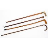 A malacca walking stick with horn handle, 86cm long,