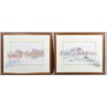 Glenda Rae, two prints, one with a beamed Tudor-style house and ducks,