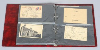 A collection of WWI and WWII postcards and postmarks, mostly German,