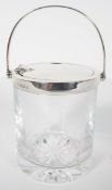 A silver mounted glass jam pot,