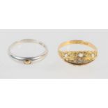 A yellow metal graduated five stone diamond ring, hallmarked 18ct gold, Birmingham, 1918.