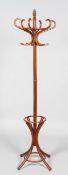 A stained turned wood coat stand, in the Victorian style,