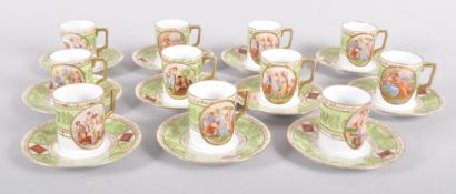 A Vienna style part coffee service, 20th century, printed spurious blue shield marks, gilt 28,