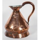 A Victorian copper measuring jug, the neck applied with a pad stamped 'GVR/554/28/20'.