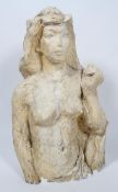 A life size plaster head and torso of a female nude,