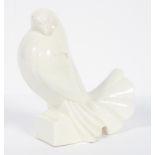 A Jacques Adnet Art Deco ceramic dove, signed/impressed to the front of the plinth,