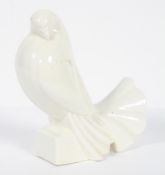 A Jacques Adnet Art Deco ceramic dove, signed/impressed to the front of the plinth,