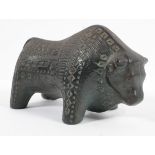 A 20th century retro vintage Bitossi style bull, having incised marks,