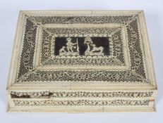 An Anglo Indian bone mounted box and cover, mid 19th century,