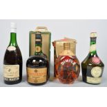 A bottle of Remy Martin fine Champagne Cognac, 70%, together with a bottle of Benedictine,