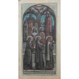 Giorgio Matteo Aicardi (1891-1984), Study for a Church mural - The Wise Virgins, pencil and pastel,