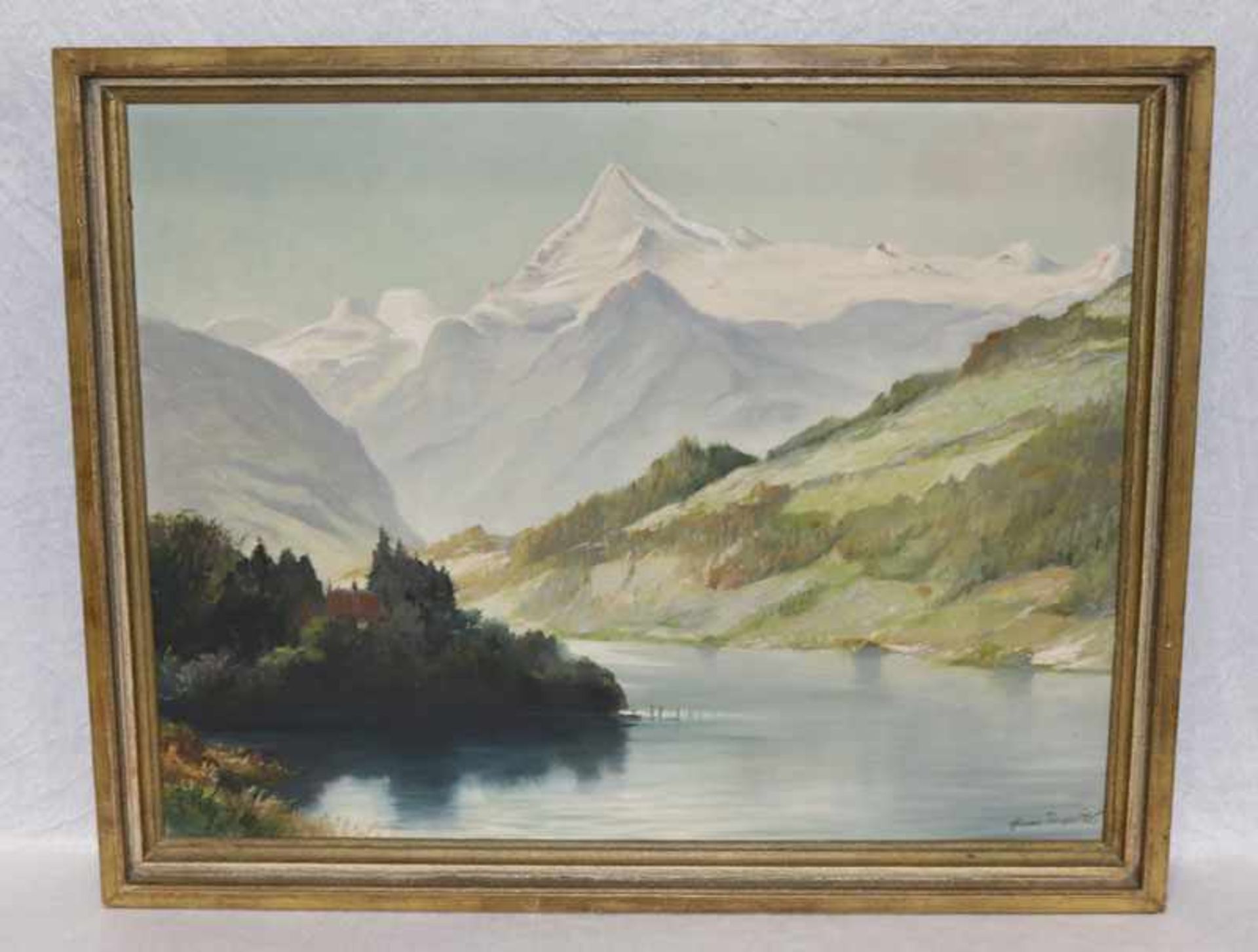 Gemälde ÖL/LW 'Kitzsteinhorn mit Zeller See', signiert Hans Proquitté, München, 20. Jahrhundert,