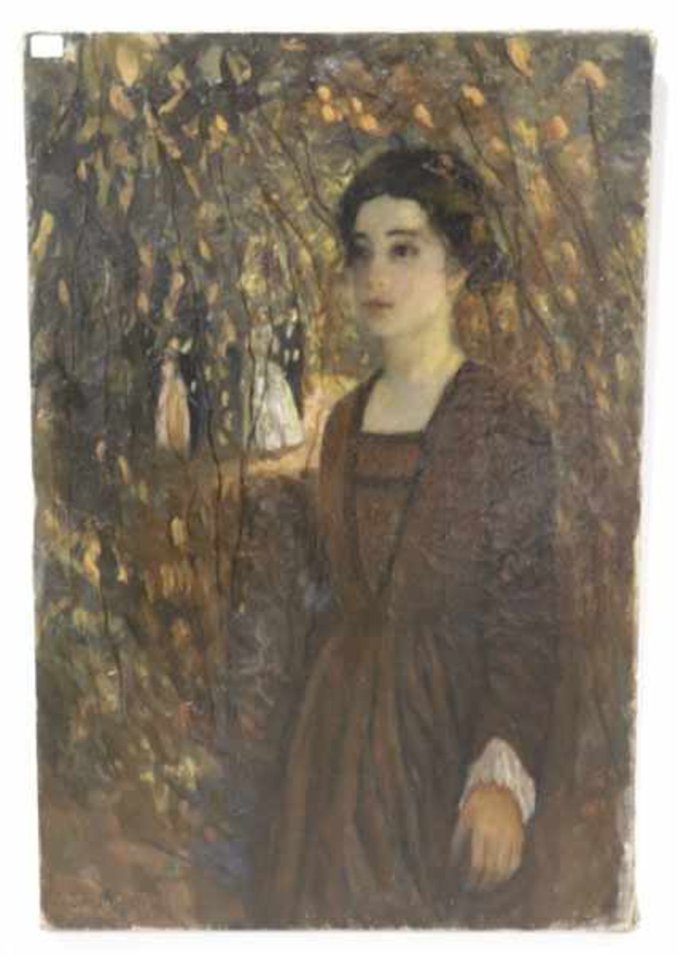 Gemälde ÖL/LW 'Dame im Park', signiert Schult, Johann, * 1889 Kirch-Jesar/Mecklenburg, war ans. in