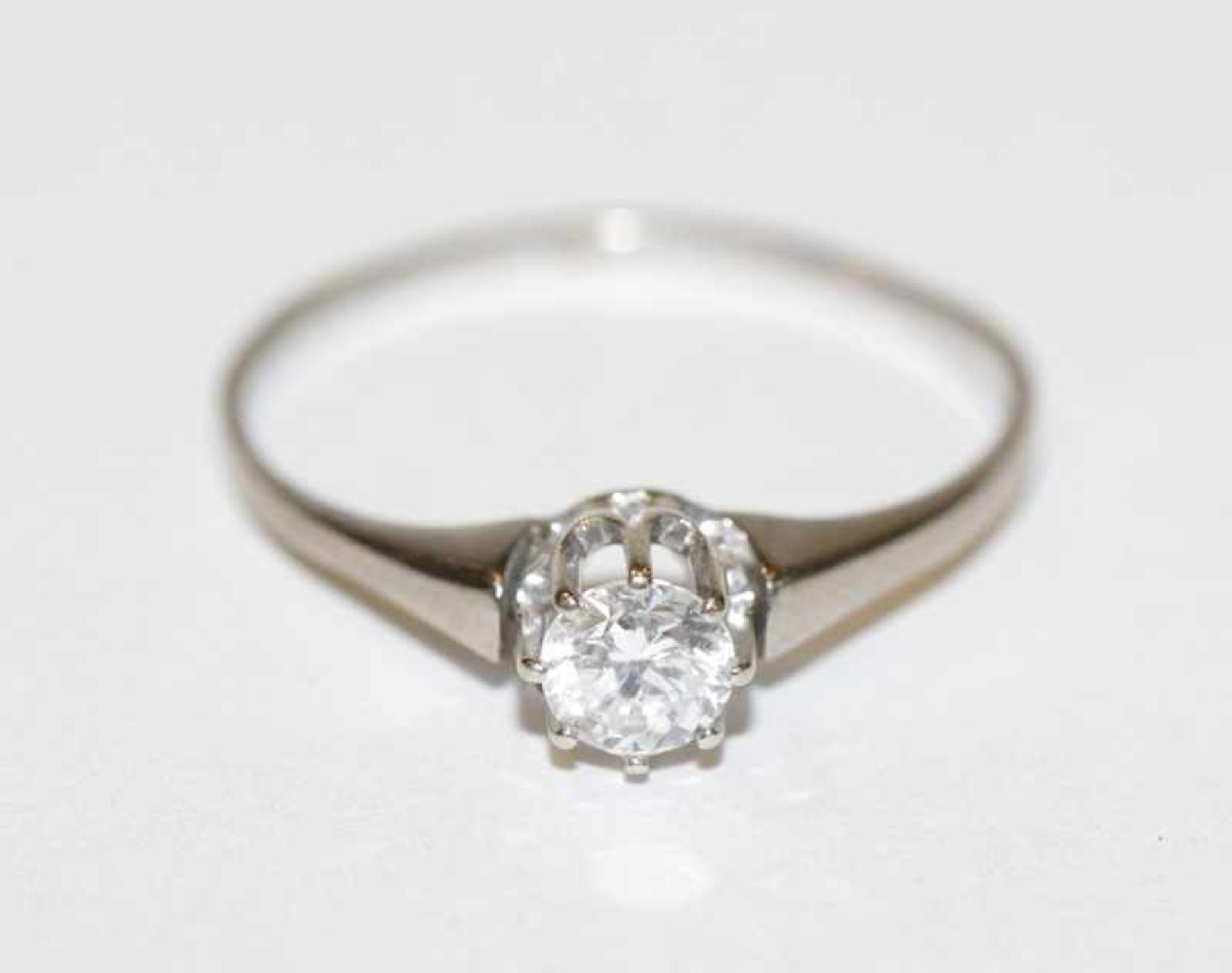 14 k Weißgold Ring mit 0,50 ct. Diamant, wess/si, Gr. 65