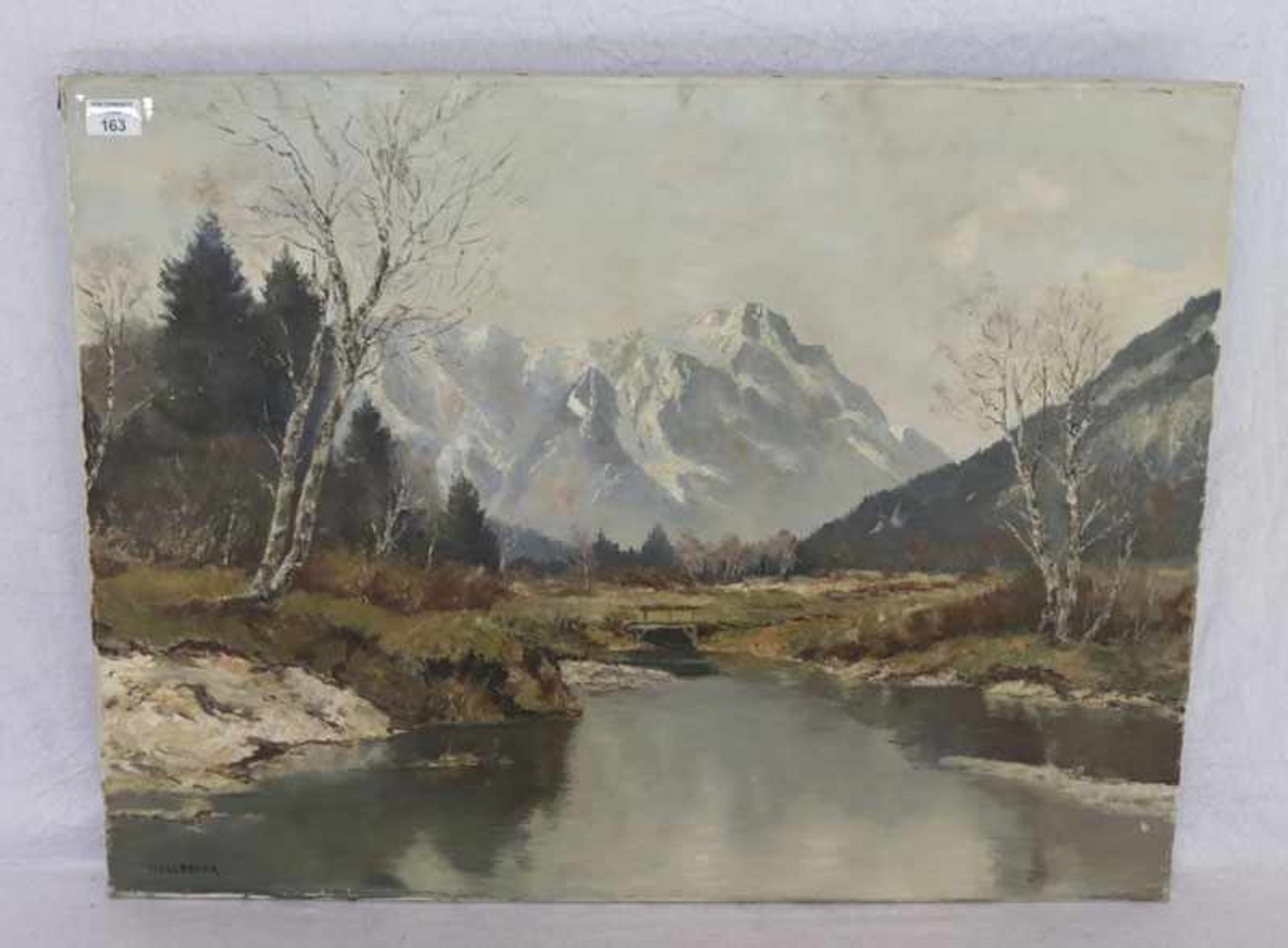 Gemälde ÖL/LW 'Murnauer Moor mit Blick zum Wettersteingebirge'. signiert Haslbauer, Paul, datiert