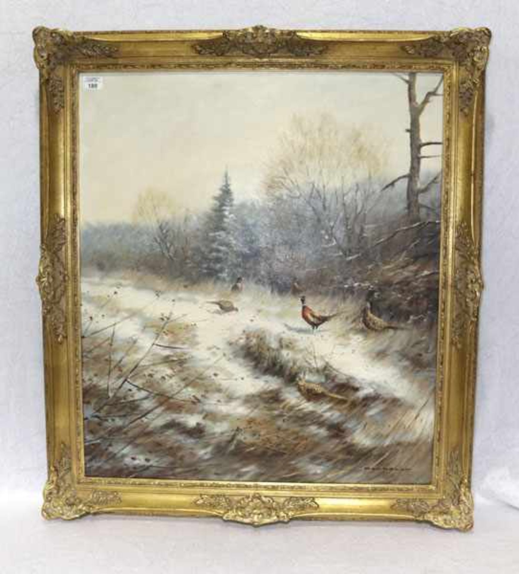 Gemälde ÖL/LW 'Winterlandschaft mit Fasane', signiert Rohrbach, Walter, * 1939 Hersfeld, deutscher