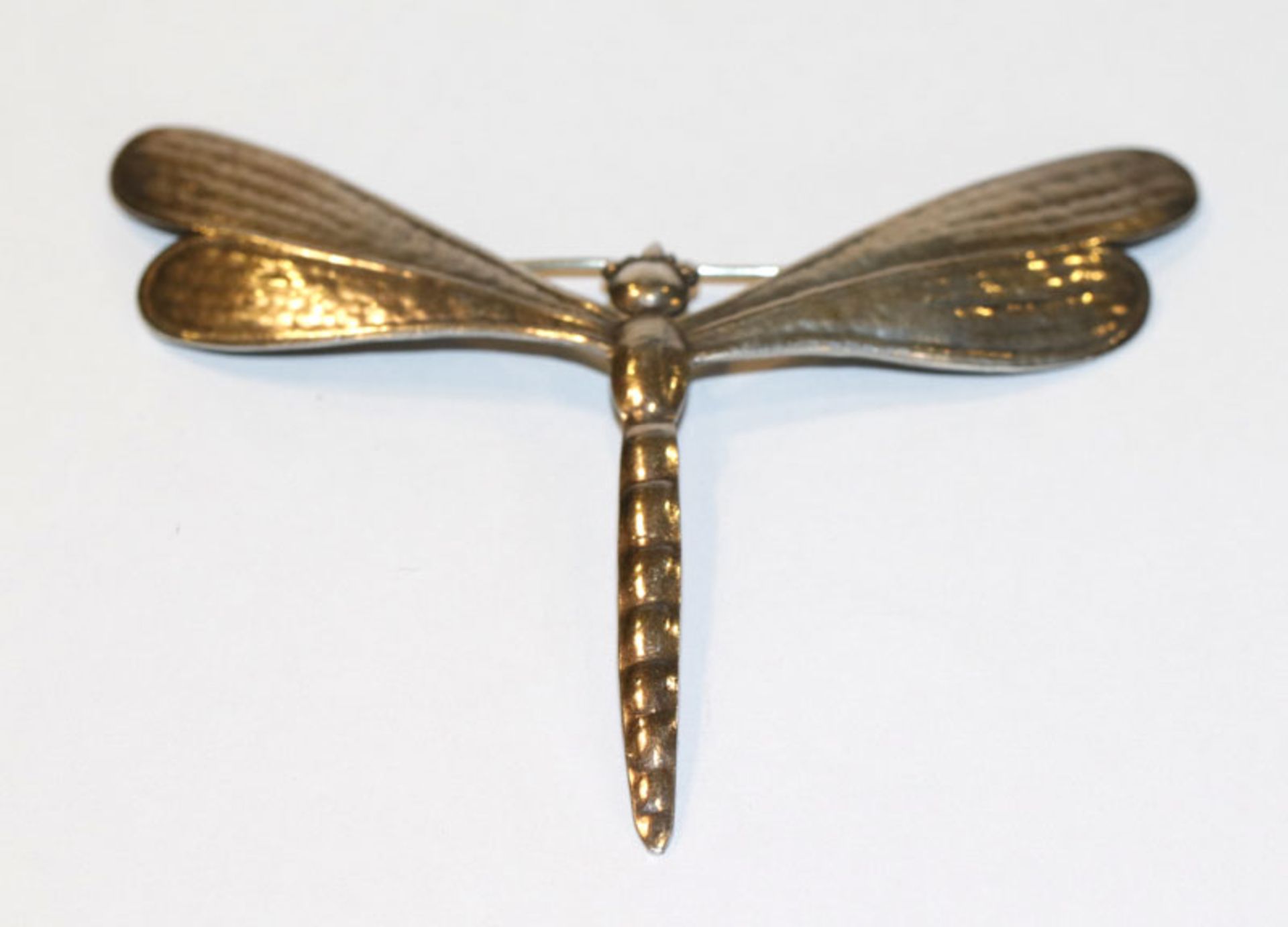 Brosche in Form eine Libelle, 800 Silber, Handarbeit, B 10 cm, H 8 cm