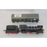 Märklin Schlepptenderlok DB, BN 24 058 und Personenwaagon, H0, bespielt