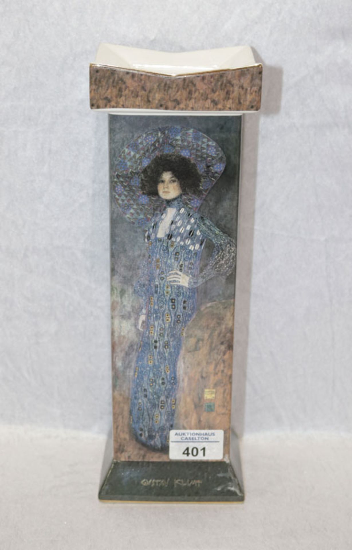Goebel Kerzenleuchter, Gustav Klimt, mit passender Kerze, Kerze bestossen, H ohne Kerze 31 cm, B