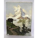Gemälde ÖL/LW 'Matterhorn', signiert W. (Walter ) Artus, * 1873 Leipzig + 1945 Grimma, Graphiker,