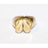 14 k Gelbgold Ring mit Grandelpaar, Gr. 55, 9 gr.