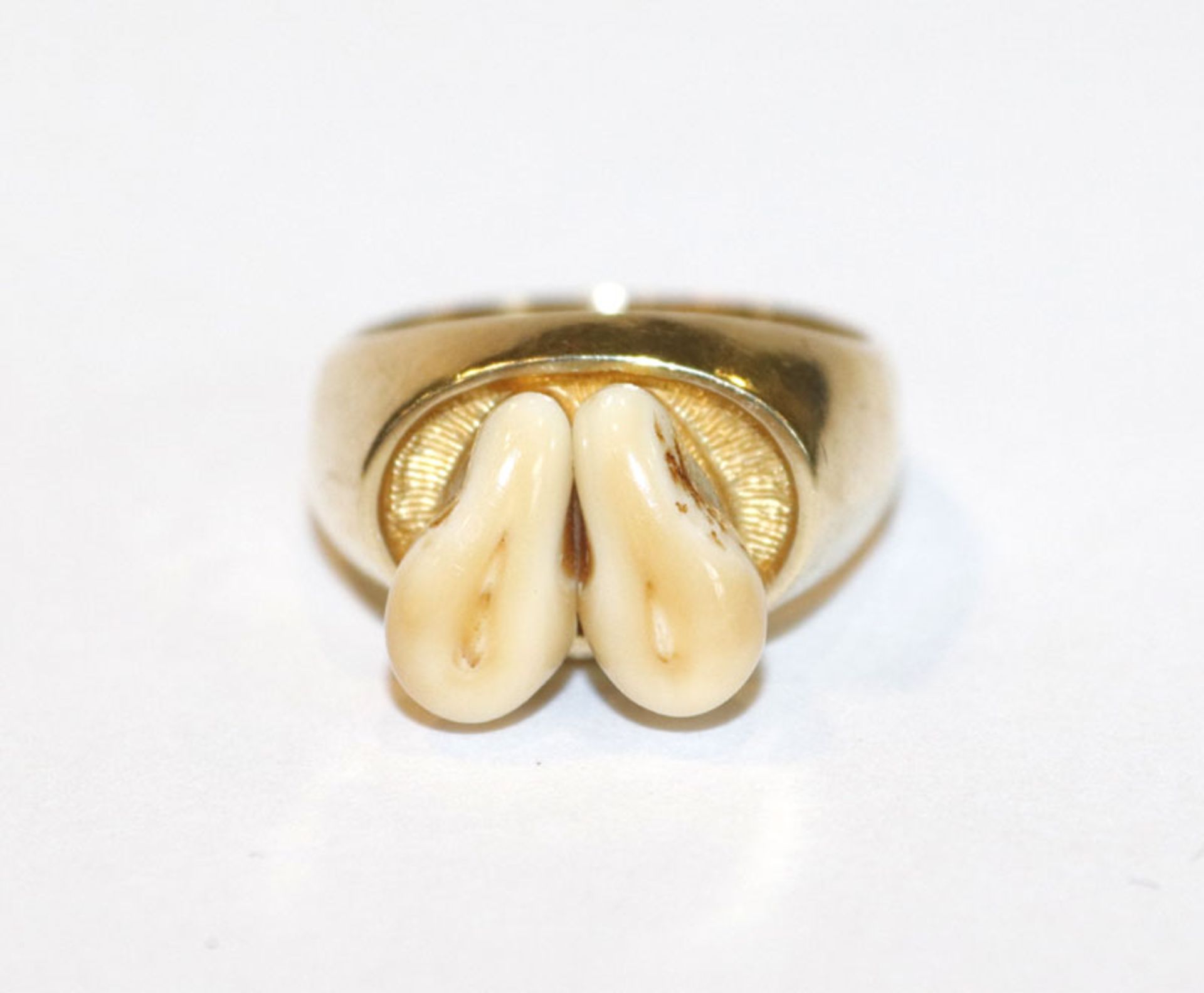 14 k Gelbgold Ring mit Grandelpaar, Gr. 55, 9 gr.