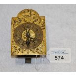 Hinterzappler, Barock Wanduhr aus Messing, Zifferblatt fein graviert, Funktion nicht geprüft, H 10