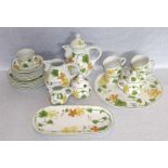 Villeroy & Boch Geschirrteile, Dekor Geranium, Kaffeekanne, Milchkrug, Milch und Zucker,