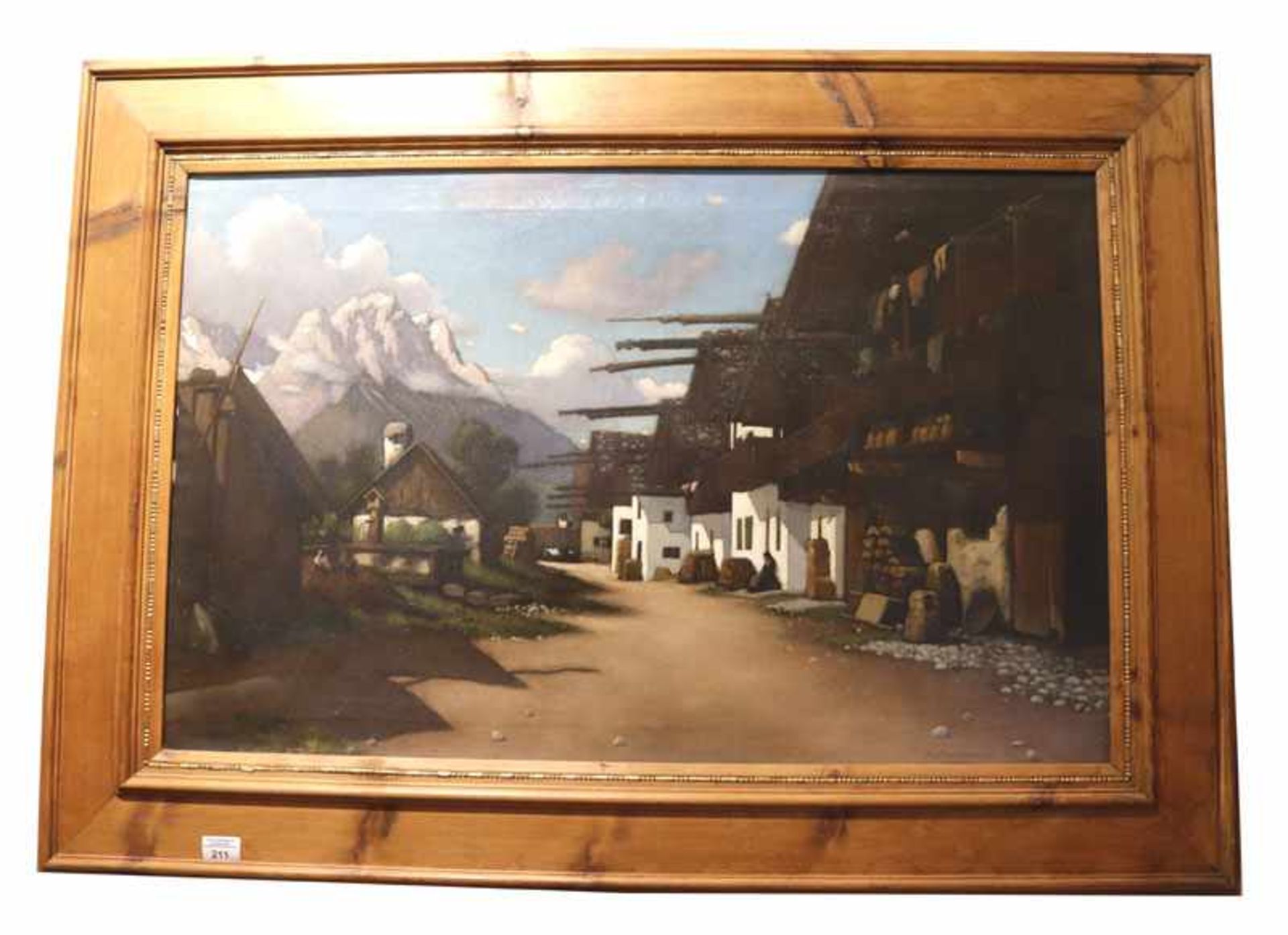 Gemälde ÖL/LW 'Frühlingsstrasse in Garmisch', signiert Aug. (August) Dieffenbacher, * 1858