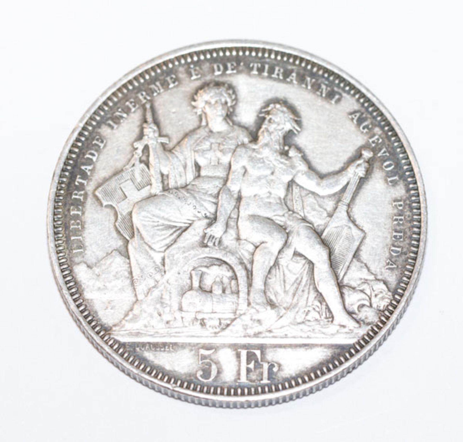 5 Franken Münze, Tiro Federale in Lugano 1883, ss