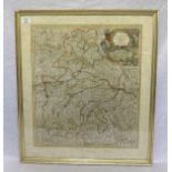 Stich 'Landkarte Bavaria', mit Passepartout unter Glas gerahmt, Rahmen bestossen, incl. Rahmen 71 cm