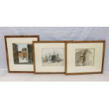 3 Aquarelle 'Das Innere eines Hauses in Pompeji', 'Der Bogen des Janus, Rom', und 'Grotte der Nymphe