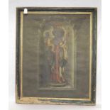 Gemälde ÖL/LW 'Schwarze Madonna mit Kind', früh 19. Jahrhundert, LW stark beschädigt, gerahmt,