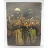 Gemälde ÖL/LW 'Zwei afrikanische Mädchen', rückseitig bez. Prof. Otto Hierl-Deronco,