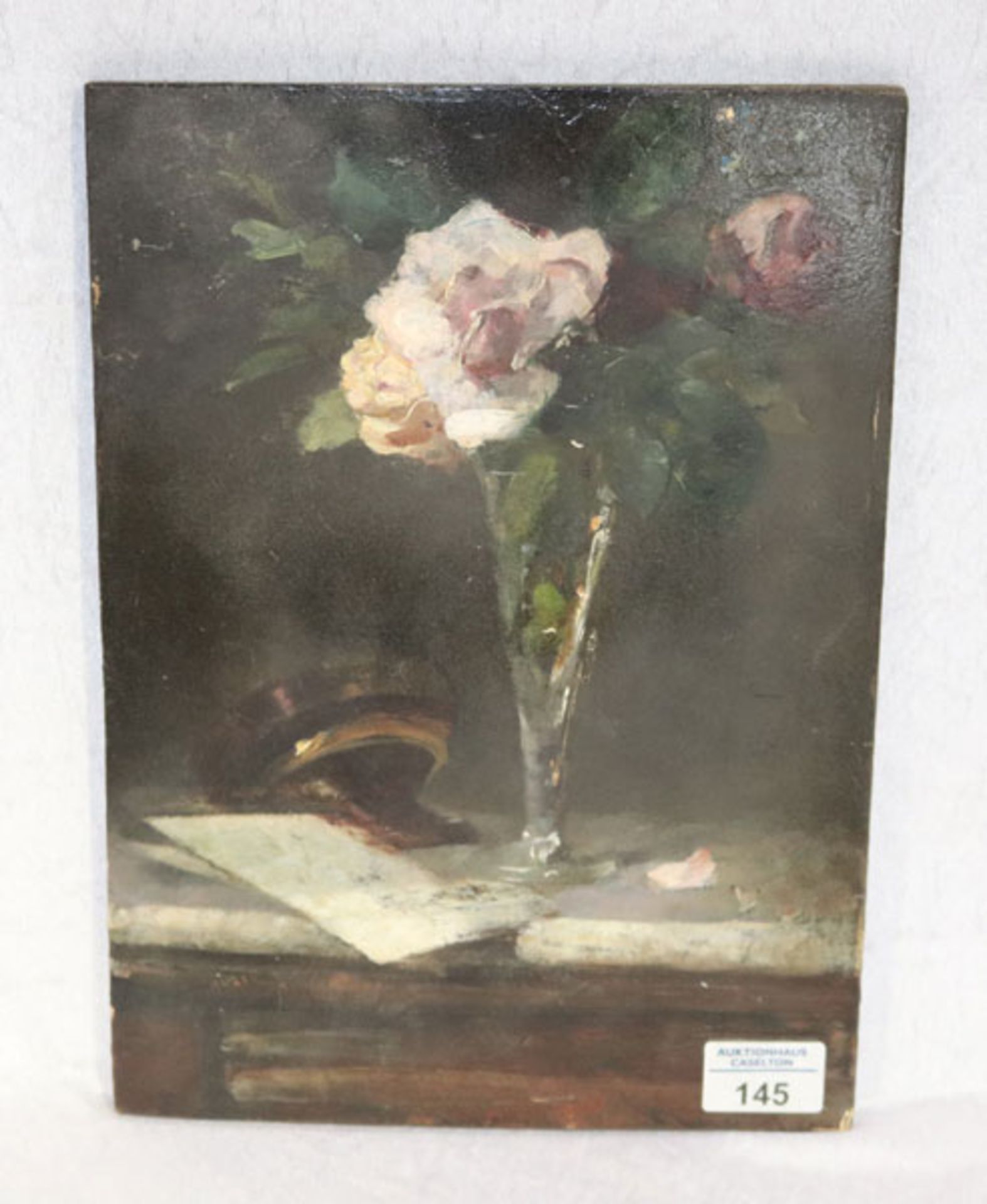 Gemälde ÖL/Holz 'Stillleben mit Vase', rückseitig bez. Ghiglia, ev. Paolo ?, ohne Rahmung 33 cm x 24