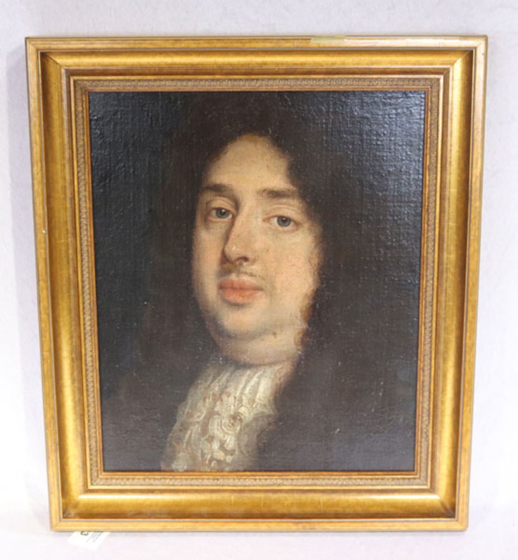 Gemälde ÖL/LW verklebt 'Herrenporträt', gerahmt, Rahmen beschädigt, incl. Rahmen 47 cm x 41 cm