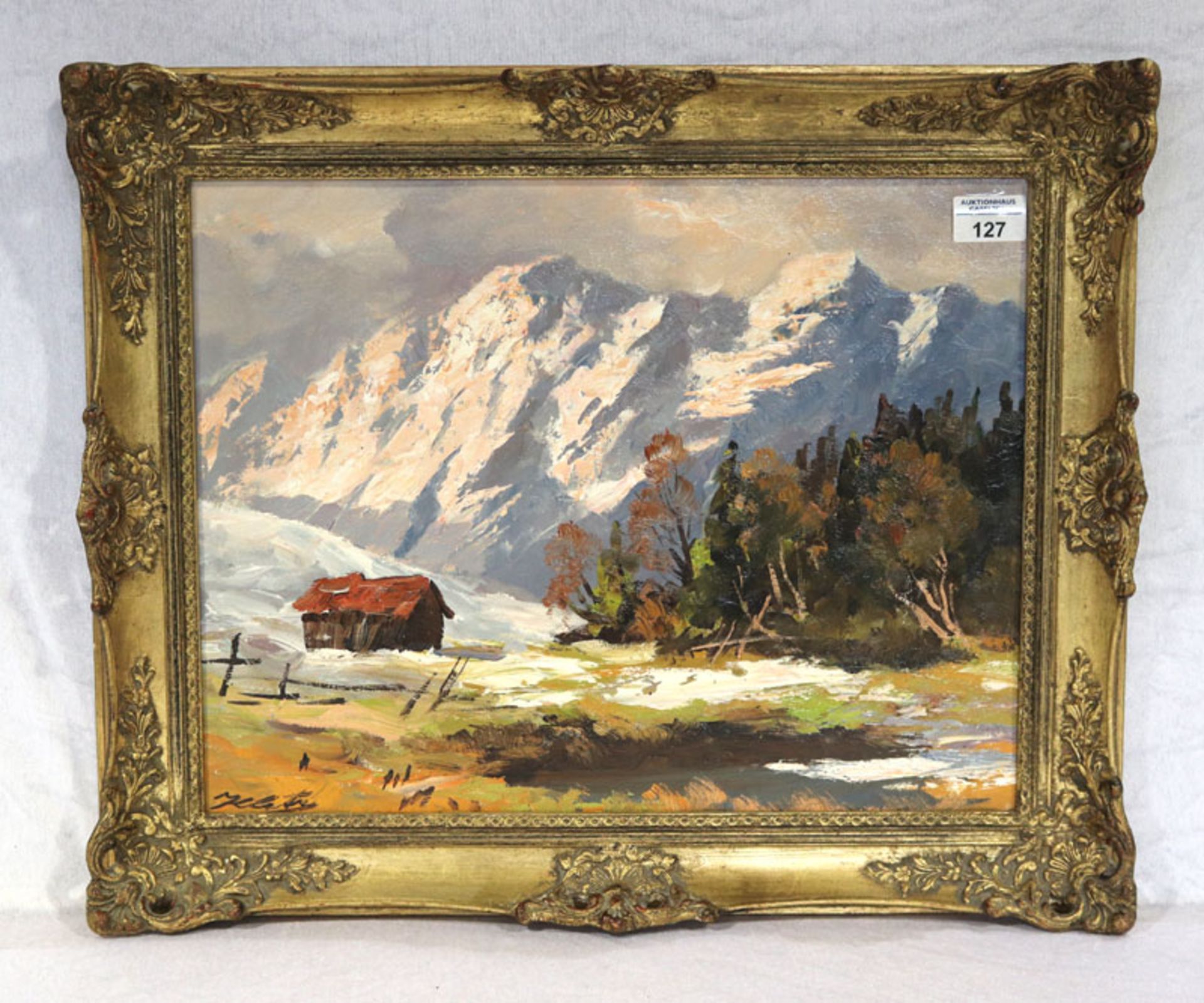 Gemälde ÖL/Hartfaser 'Bei Ehrwald', signiert Kiste, * 11.7.1908 Garmisch-Partenkirchen + 1997