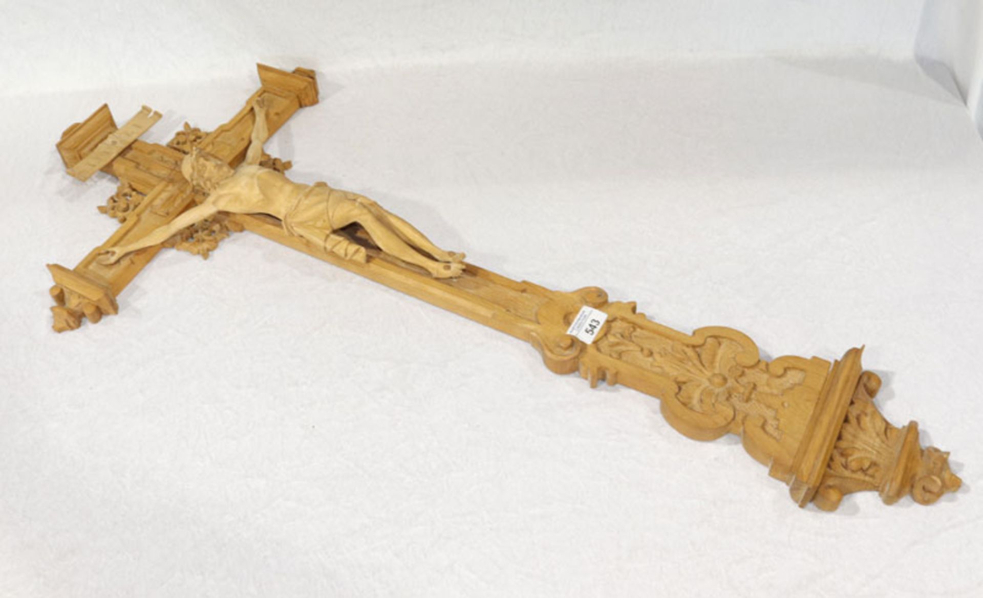 Holz Kreuz, reich verziert mit Korpus Christi, H 99 cm, B 43 cm, schöne Handarbeit