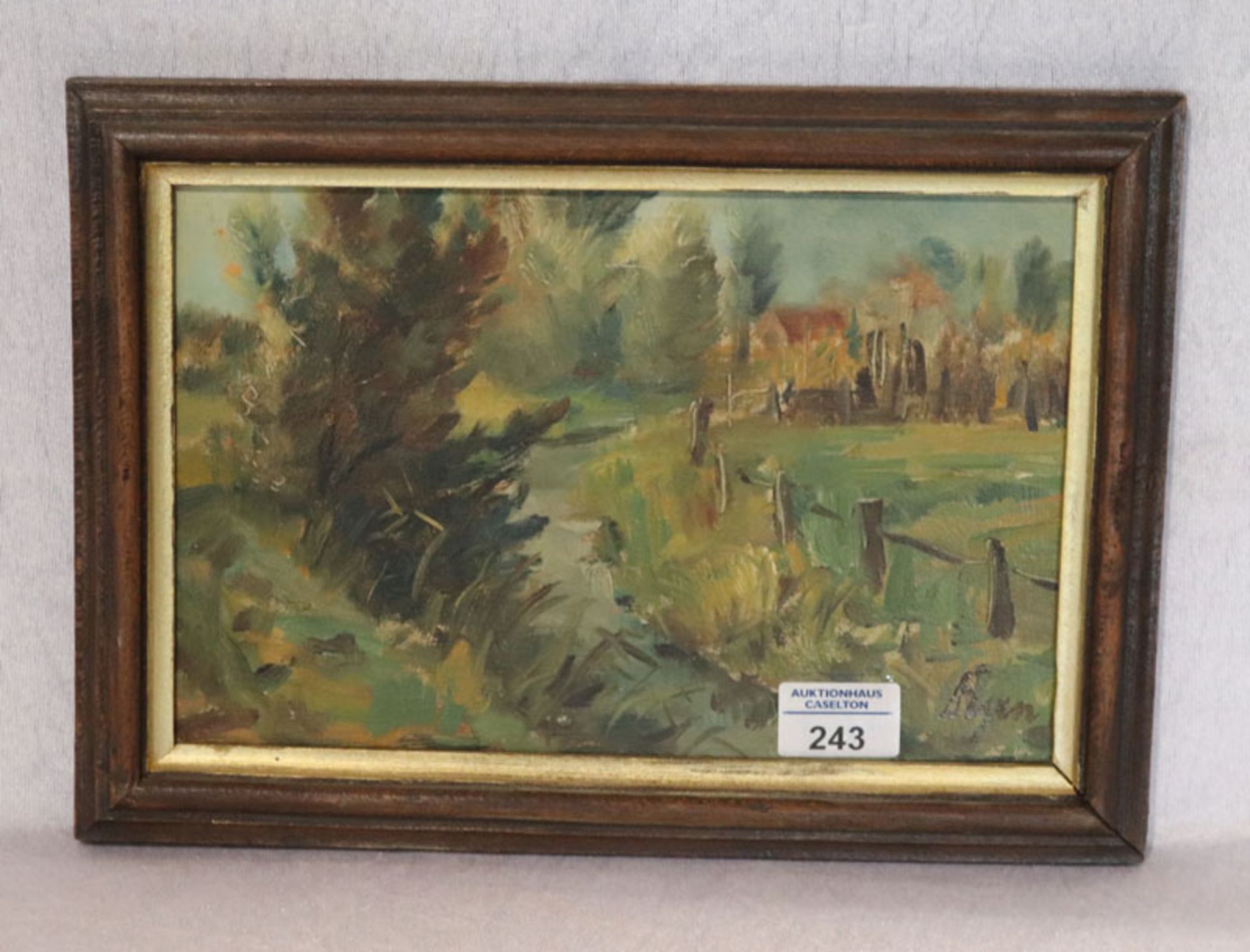 Gemälde ÖL/Malkarton 'Landschafts-Szenerie', signiert Degen, Franz, * 1873 Hannover + 1914 Jena,