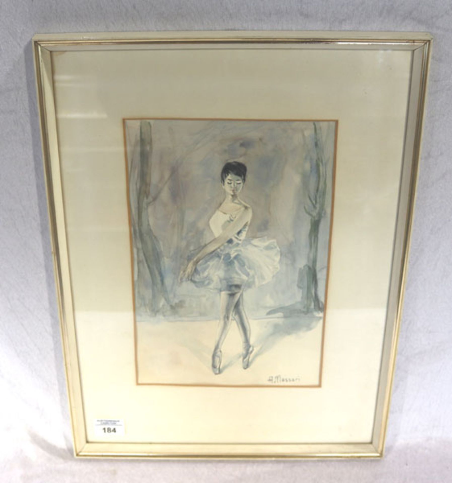 Aquarell 'Tänzerin', signiert A. (Aldo) Massari, italienischer Künstler, 20. Jahrhundert, mit