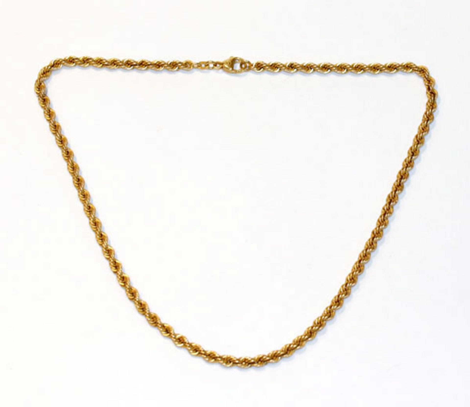 14 k Gelbgold Kordelkette, 12,8 gr., L 42 cm