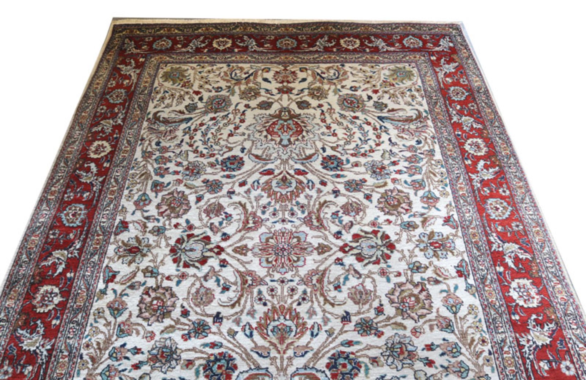 Teppich, Täbriz, beige/bunt, 290 cm x 185 cm, leichte Gebrauchsspuren