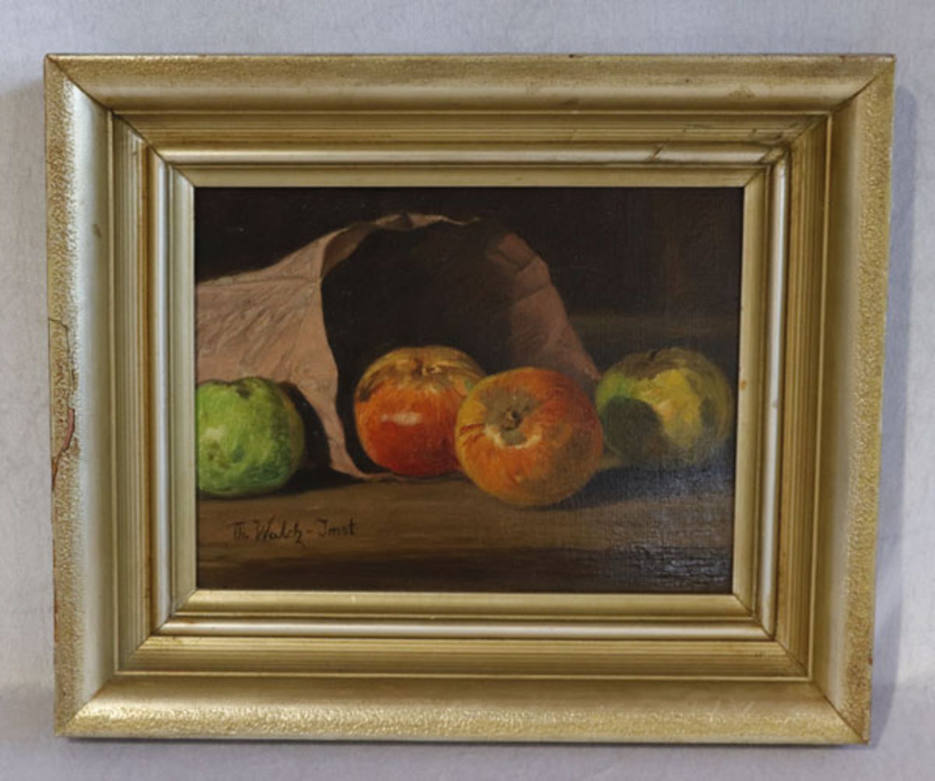 Gemälde ÖL/LW 'Obststillleben', signiert Th. (Thomas) Walch - Imst, * 1867 Imst + 1943, mit