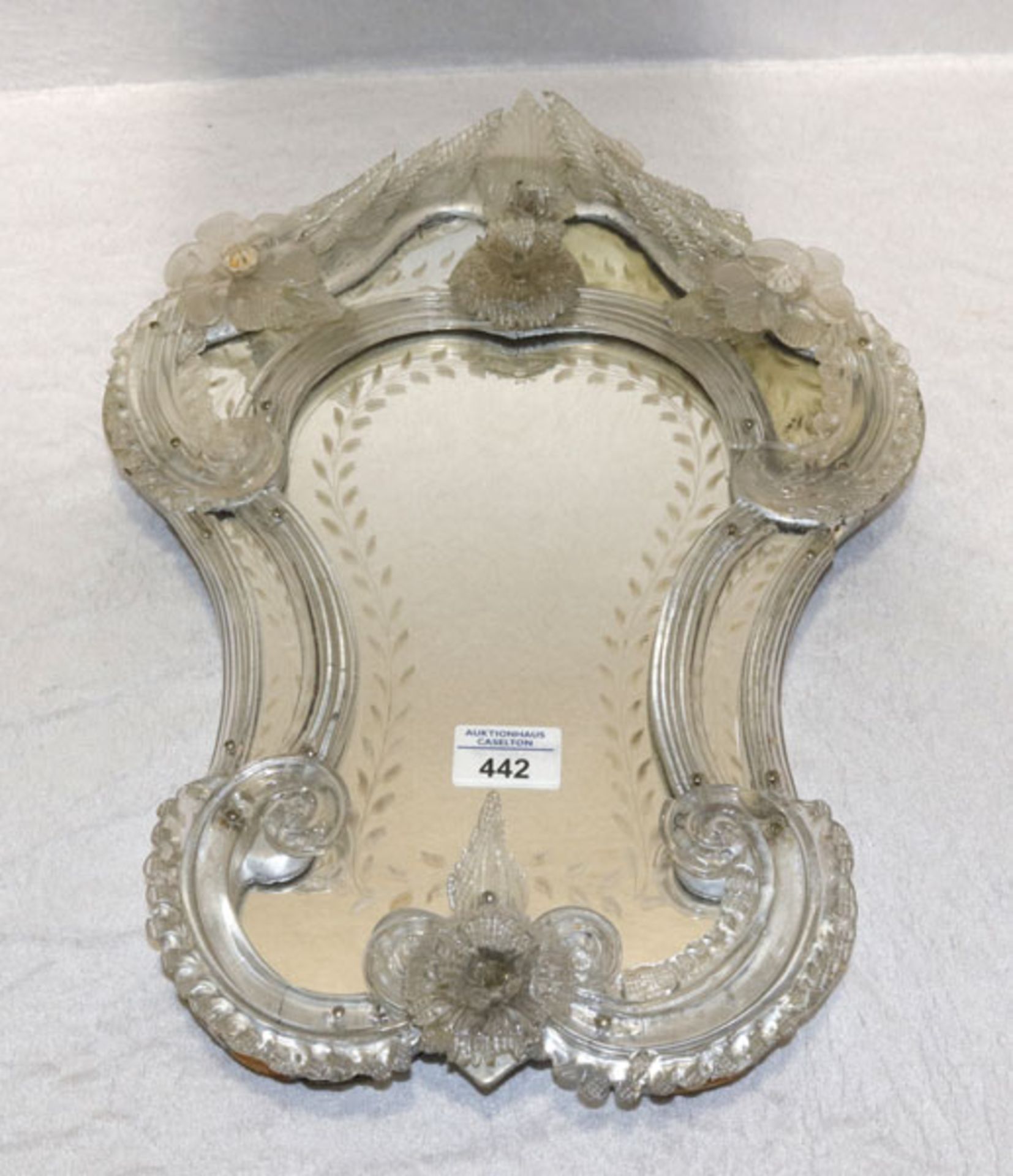 Murano Wandspiegel, beschädigt, H 47 cm, B 33 cm